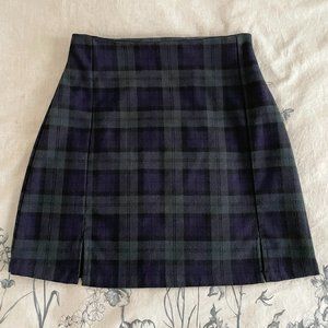 Plaid A-Line Mini Skirt w/ Front Slits | Brandy Melville